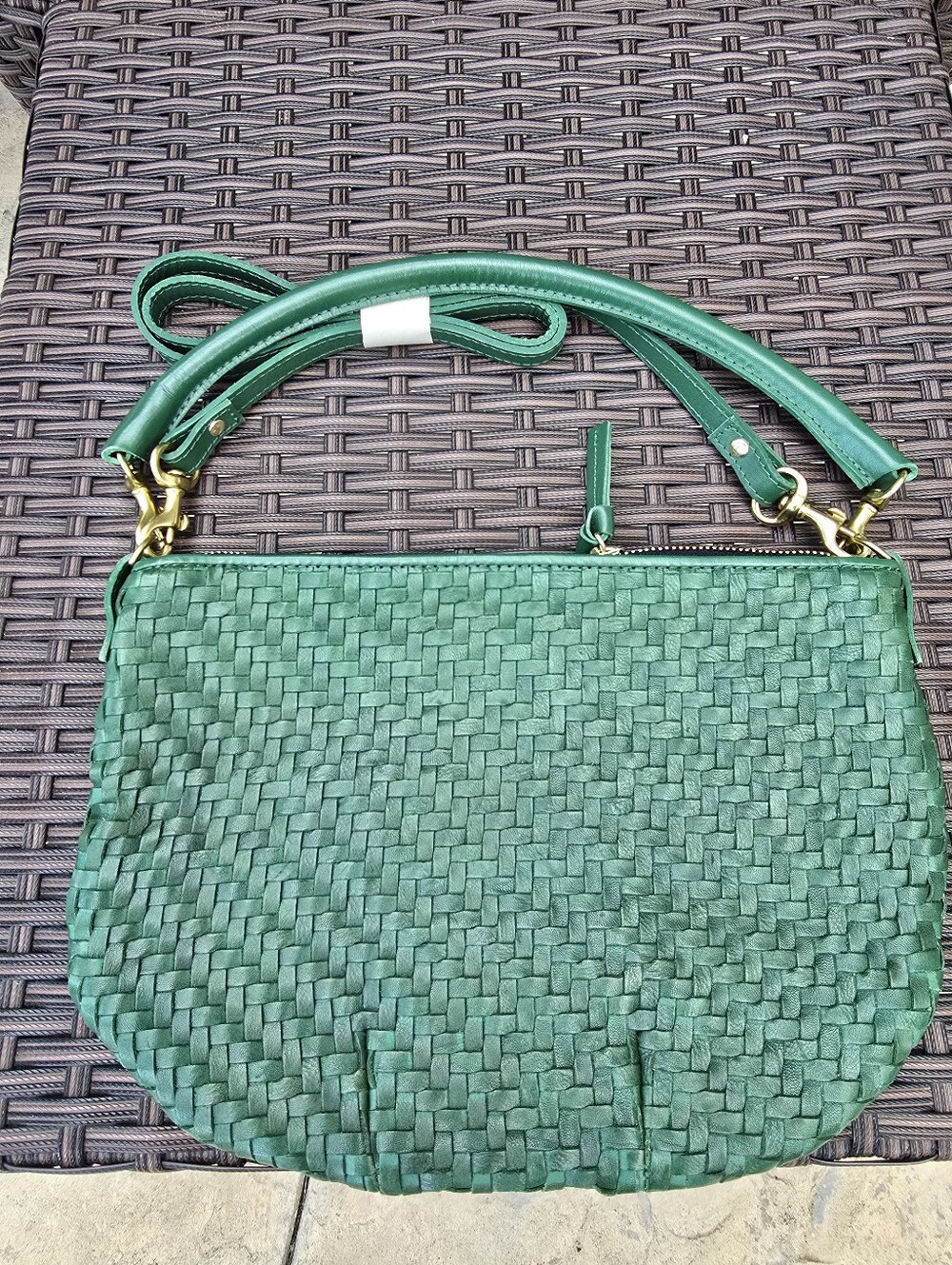 Clare V. Petit Moyen Messenger Evergreen Woven Zig Zag - Picture 13 of 16